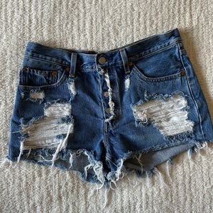 Levi 501 Ripped Jean Shorts
